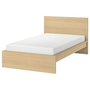 IKEA MALM (ИКЕА МАЛЬМ), Каркас кровати, высокий, дубовый шпон × белый, Luröy, 591.322.87 59132287 фото