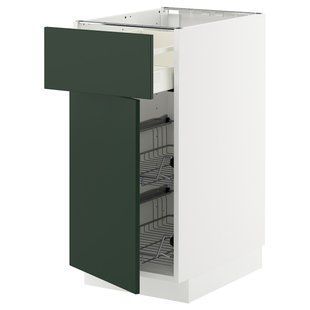 IKEA Напольный шкаф/ящик-корзина/ящик/дверца, белый/Хавсторп темно-зеленый METOD / MAXIMERA, 095.572.78 09557278 фото