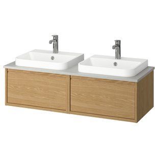 IKEA Шкаф умывальник/умывальники/смесители, имитация. имитация дуба/серого камня &Auml;NGSJ&Ouml;N / BACKSJ&Ouml;N, 095.286.05 09528605 фото