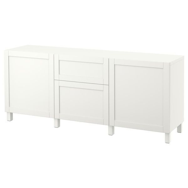 IKEA BESTA (ИКЕА БЕСТА), Комбинация с ящиками, белый/Ханвикен/Стуббарп белый, 180x42x74 см, 294.127.22 29412722 фото