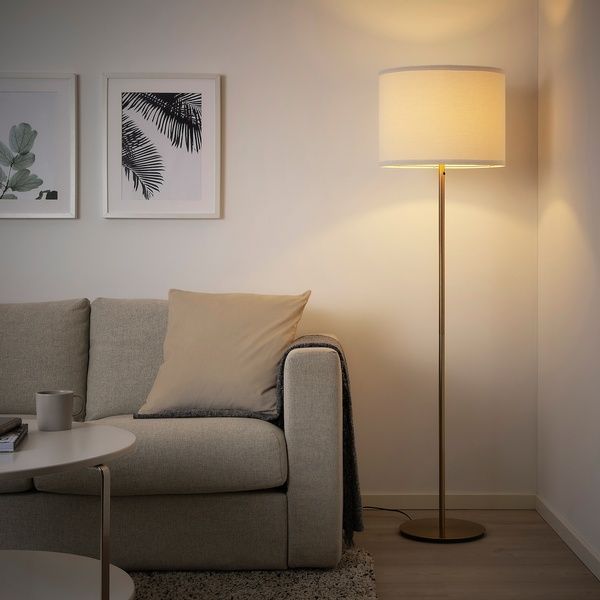 IKEA Торшер, білий/латунь RINGSTA / SKAFTET, 593.859.58 59385958 фото