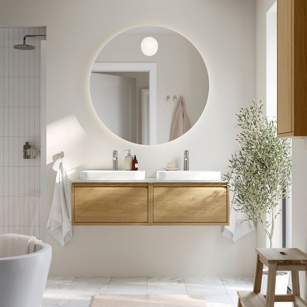 IKEA Шкаф умывальник/умывальники/смесители, имитация. имитация дуба/серого камня &Auml;NGSJ&Ouml;N / BACKSJ&Ouml;N, 095.286.05 09528605 фото