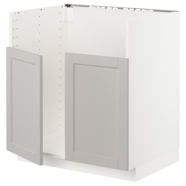 IKEA БРЕДШОН Шкаф под умывальник двойной, белый/Лерхиттан светло-серый METOD, 594.700.51 59470051 фото