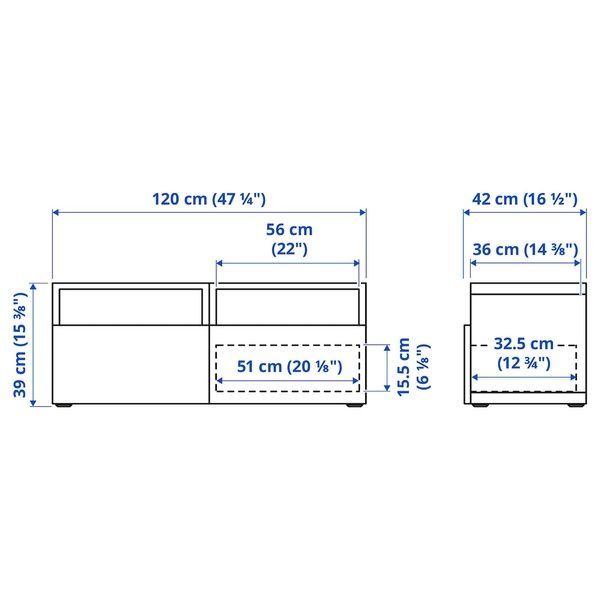 IKEA Тумба под ТВ с ящиками, черно-коричневый/Сельсвикен глянцевый/черный BEST&Aring;, 093.992.79 09399279 фото