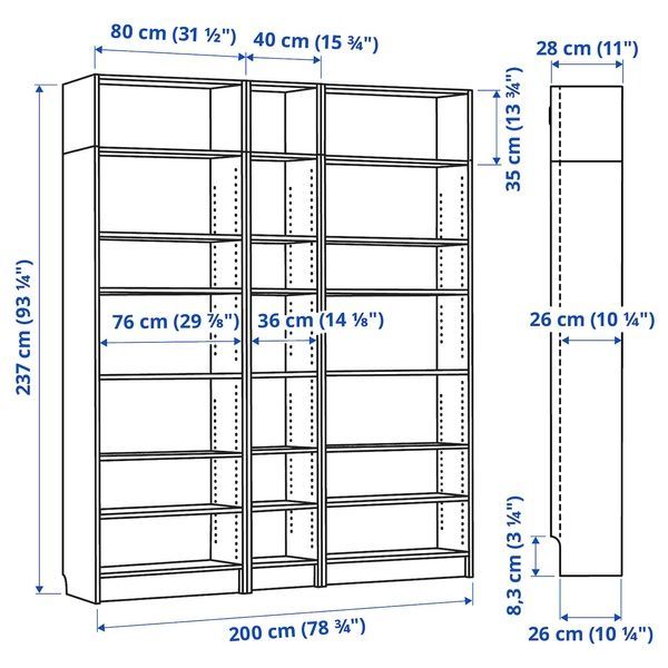 IKEA Комбинация полок с надставками, имитация черного цвета. дуб BILLY, 594.835.34 59483534 фото