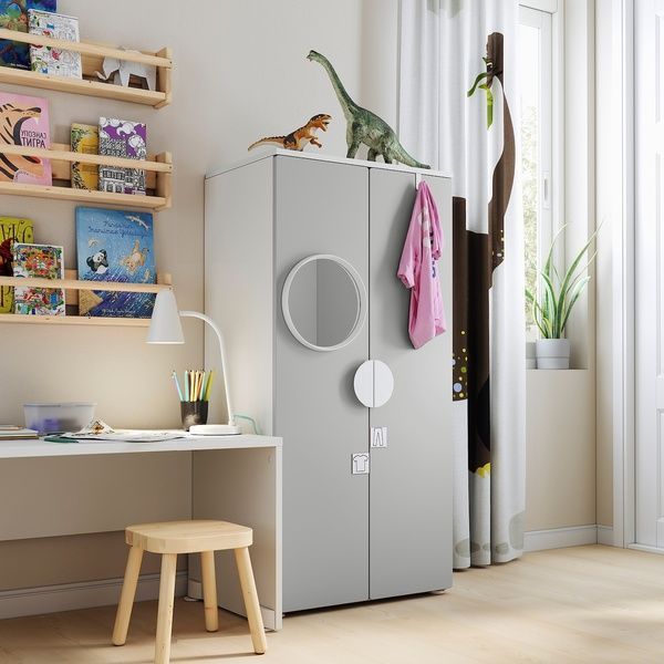IKEA Гардероб, белый/серый SM&Aring;STAD, 493.903.28 49390328 фото