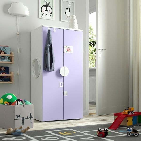 IKEA Шафа, білий/бузковий SM&Aring;STAD / PLATSA, 595.489.55 59548955 фото