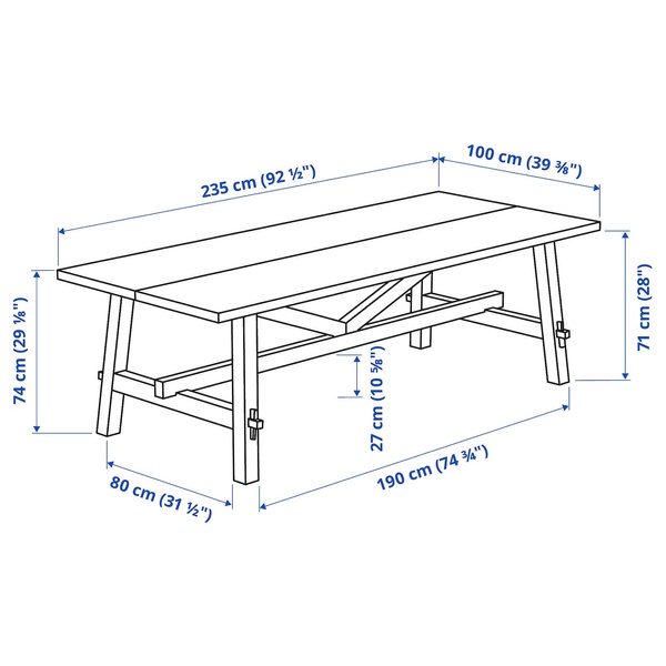 IKEA MOCKELBY (ІKEA МОКЕЛБИ), Стіл, дуб, 235х100 см, 002.937.72 00293772 фото