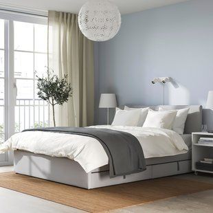IKEA Кровать мягкая, 2 ящика для постельного белья, Кабуса светло-серый GLADSTAD, 294.067.97 29406797 фото