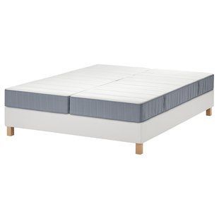 IKEA Континентальне ліжко, фірма Vester&ouml;y/середня жорсткість/світло-блакитний білий LYNG&Ouml;R, 895.534.41 89553441 фото