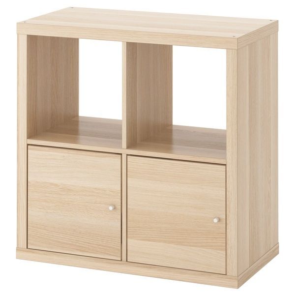IKEA Книжкова шафа з дверцятами, білий морений дуб KALLAX, 591.974.53 59197453 фото