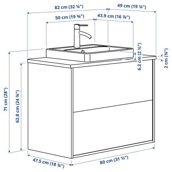 IKEA Умывальник с ящиками/мойкой/смесителем, бежевый/бамбук HAVB&Auml;CK / ORRSJ&Ouml;N, 495.213.86 49521386 фото