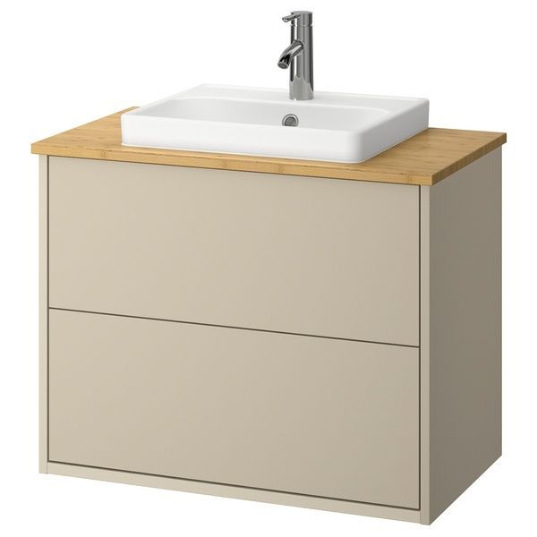 IKEA Умывальник с ящиками/мойкой/смесителем, бежевый/бамбук HAVB&Auml;CK / ORRSJ&Ouml;N, 495.213.86 49521386 фото