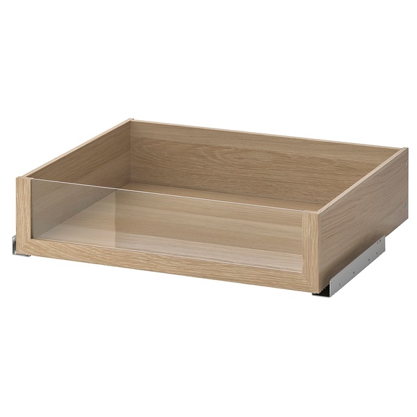 IKEA KOMPLEMENT (ІKEA КОМПЛИМЕНТ), Ящик зі скляним фронтом, дуб bejcowany білий, 75x58 см, 502.467.02 50246702 фото