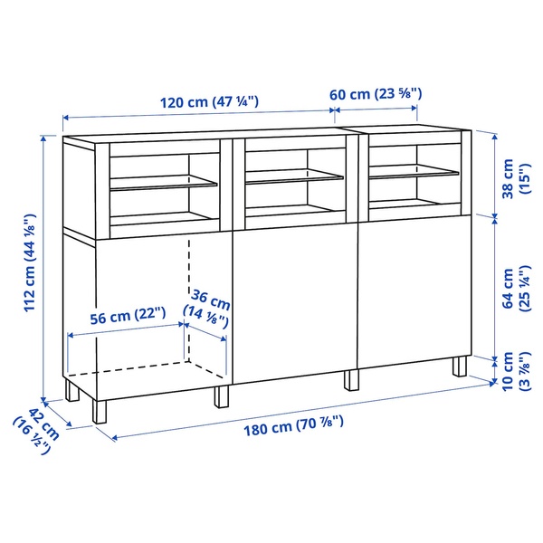 IKEA BESTA (ІKEA БЕСТА), Комбінація з дверцятами, 180х42х112 см., 195.081.45 19508145 фото