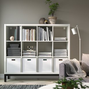 IKEA KALLAX (ИКЕА КАЛЛАКС), Книжный шкаф с опорной рамой, белый/черный, 147x129 см, 994.426.93 99442693 фото