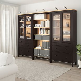 IKEA HEMNES (ІKEA ХЕМНЭС), Комбінація regałowa з дверей/ящики з п, czarnybrąz, світло-коричневий, 270x197 см, 493.365.67 49336567 фото