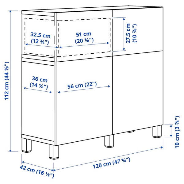 IKEA BESTA (ИКЕА БЕСТА), Комбинация для хранения с дверцами/ящиками, белый/Lappviken/Stubbarp белый, 120x42x112 см, 494.808.09 49480809 фото