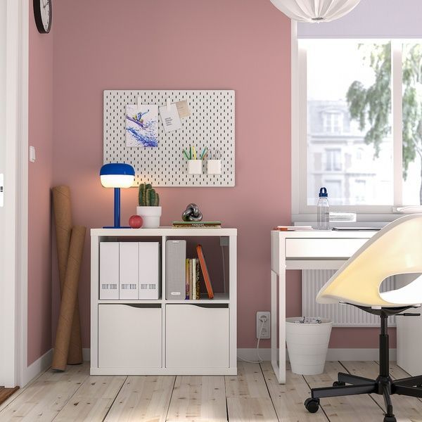 IKEA Стеллаж книжный 2-дверный с 2-мя вставками с полкой/волна белый KALLAX, 895.638.93 89563893 фото