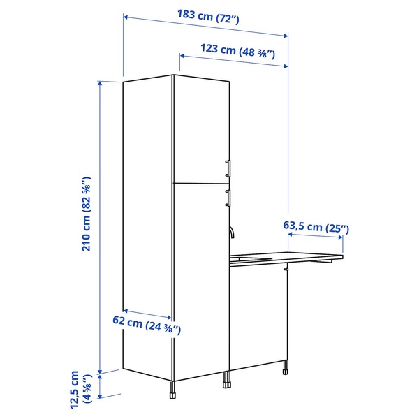 IKEA ENHET (ІKEA ENHET), Пральна, білий/імітація. дуб, 183x63, 5x222, 5 см, 394.375.76 39437576 фото