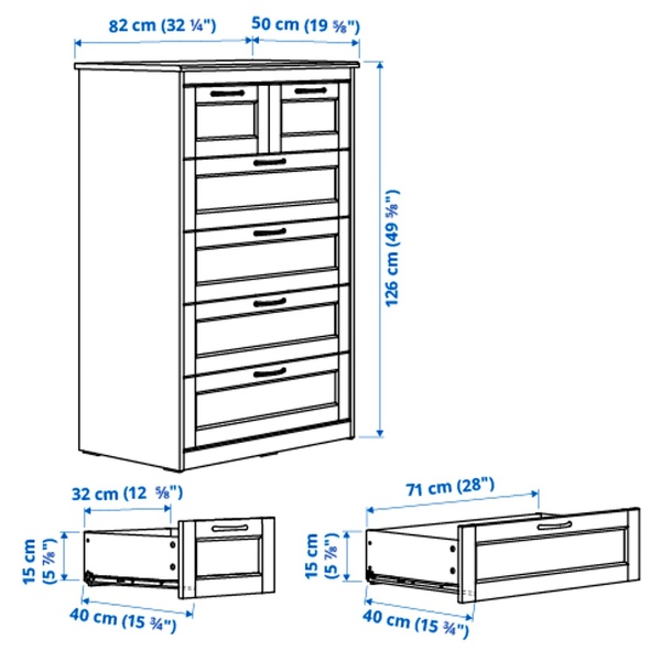 IKEA Комод SONGESAND (ІKEA СОНГЕСАНД), Комод, 6 ящиків, білий, 903.667.83 90366783 фото