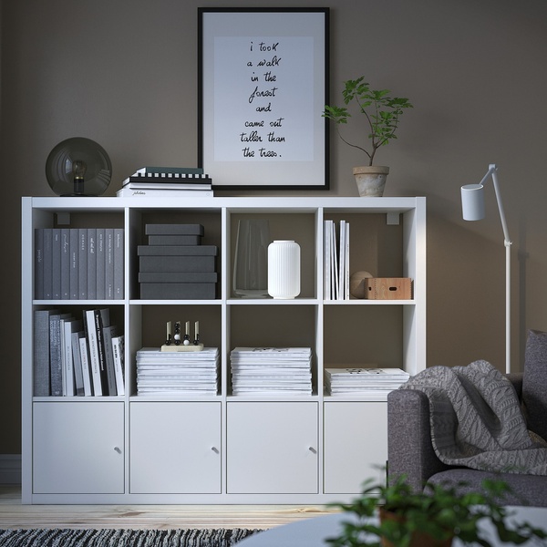 IKEA Стеллаж KALLAX (ИКЕА KALLAX), Книжный шкаф с 4 картриджами, белый, 792.782.50 79278250 фото