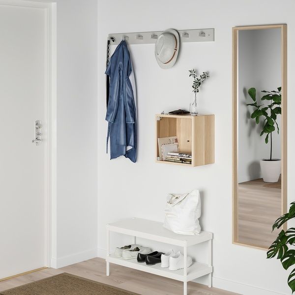 IKEA Навесной шкаф со стеклянными дверцами, дуб беленый EKET, 993.363.53 99336353 фото