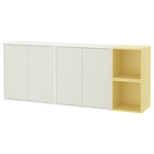 IKEA EKET (ІKEA ЭКЕТ), Комбінація навісної шафи, біла/блідо-жовта, 175x35x70 см, 995.216.66 99521666 фото