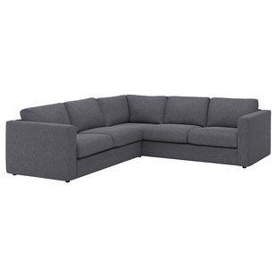 IKEA VIMLE (ІKEA ВИМЛЕ), 4-місний кутовий диван, Гуннаред середній сірий, 693.994.79 69399479 фото