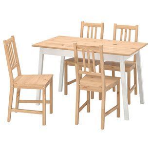 IKEA Стіл і 4 стільці, світло-коричнева морилка, біла морилка/світло-коричнева морилка PINNTORP / PINNTORP, 895.644.49 89564449 фото