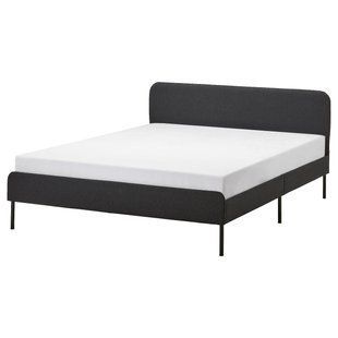 IKEA Каркас кровати с мягкой обивкой, Виссле темно-серый SLATTUM, 405.712.48 40571248 фото