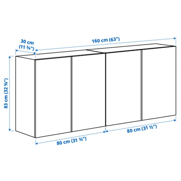 IKEA IVAR (ІKEA ИВАР), Навісну шафу з дверцятами, сосна, 160x30x83 см, 094.173.82 09417382 фото