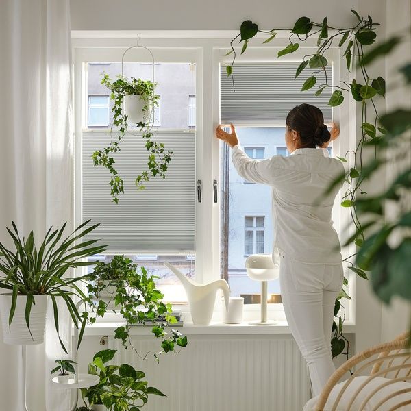 IKEA Затемняющие жалюзи плиссе, белые/сверху вниз, снизу вверх HORNVALLMO, 705.416.22 70541622 фото
