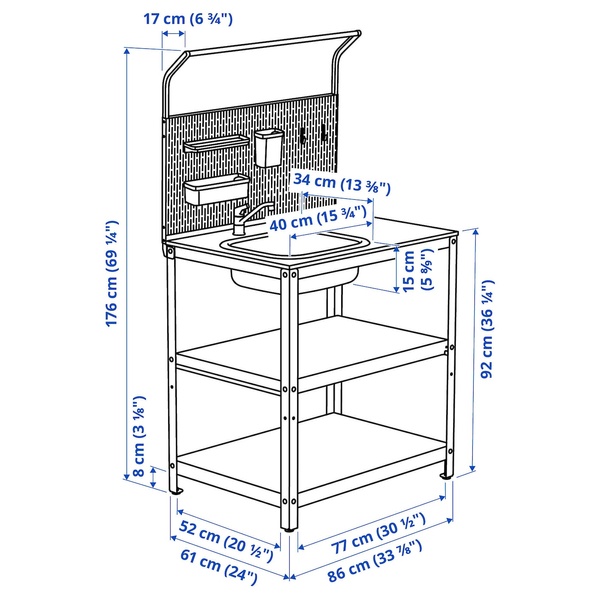 IKEA Мийка із задньою панеллю, нержавіюча сталь/зовнішня GRILLSKÄR, 494.952.45 49495245 фото