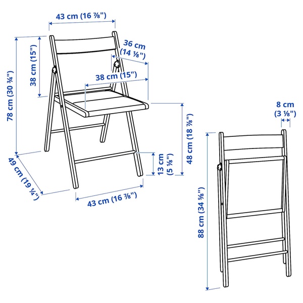 IKEA FROSVI (ІKEA ФРОСВИ), Стілець складаний, білий/Книса світло-сірий, 205.343.32 20534332 фото