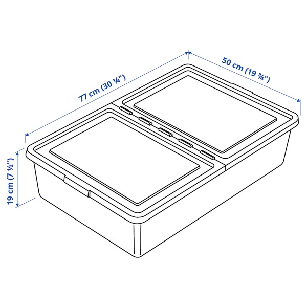 IKEA контейнер SOCKERBIT (ІKEA СОККЕРБИТ), Контейнер з кришкою, білий, 50x77x19 см, 204.115.24 20411524 фото