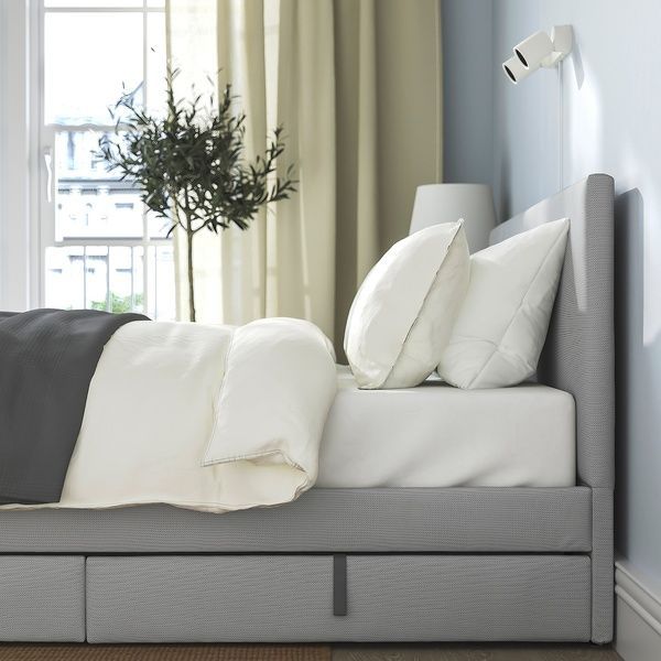 IKEA Кровать мягкая, 4 места для постельного белья, Кабуса светло-серый GLADSTAD, 594.070.12 59407012 фото