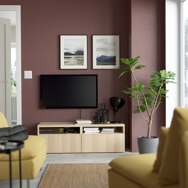 IKEA BESTA (ИКЕА БЕСТА), Тумба под ТВ с ящиками, дуб под беленый/Лаппвикен под беленый дуб, 120x42x39 см, 693.992.81 69399281 фото