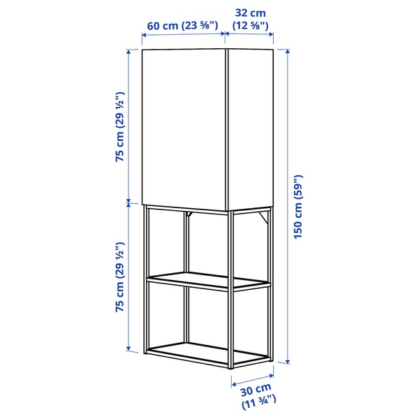 IKEA METOD (ИКЕА МЕТОДЫ), Половина стенки/стеклянная дверь, Энчёпинг белый/орех коричневый, 30х80 см, 394.751.44 19547948 фото