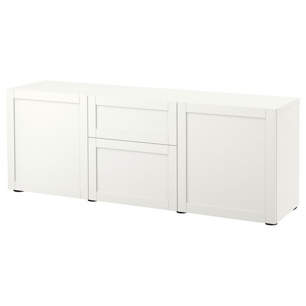 IKEA BESTA (ИКЕА БЕСТА), Комбинация с ящиками, белый/Ханвикен белый, 180х42х65 см, 294.126.61 29412661 фото