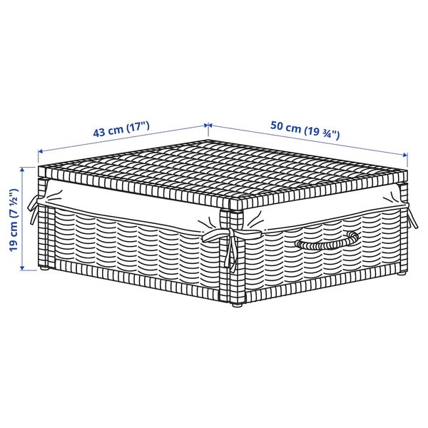 IKEA TOLKNING (ИКЕА ТОЛКНИНГ), Корзина из ротанга ручной работы, 50x43x19 см, 105.126.51 10512651 фото