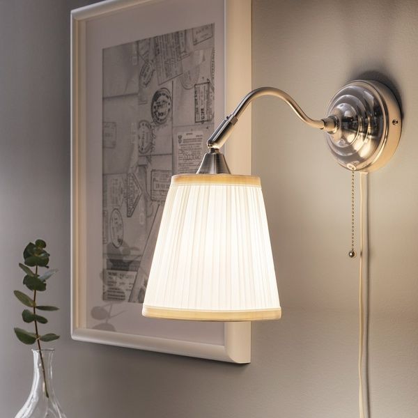 IKEA Настенный светильник, никелированный/белый &Aring;RSTID, 601.638.76 60163876 фото