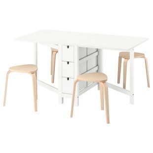 IKEA Стіл та 4 табурета, білий/береза NORDEN / KYRRE, 795.688.29 79568829 фото