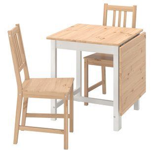 IKEA Стіл і 2 стільці, світло-коричнева морилка, біла морилка/світло-коричнева морилка PINNTORP / PINNTORP, 495.644.46 49564446 фото
