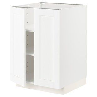 IKEA Напольный шкаф/полки/2 дверцы, Энчёпинг белый/имитация белого дерева METOD, 694.733.70 69473370 фото