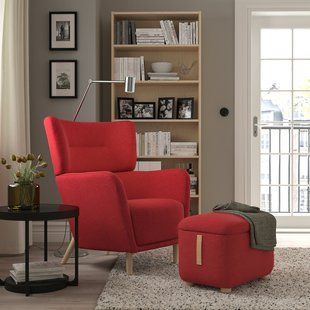 IKEA Кресло с подставкой для ног, Тонеруд красный OSKARSHAMN, 994.853.38 99485338 фото