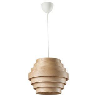 IKEA Підвісний світильник, дубовий шпон білий/білий DYKARKLOCKA / HEMMA, 395.748.13 39574813 фото