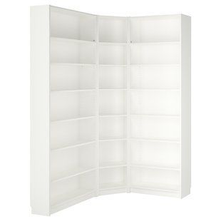 IKEA BILLY (ІKEA БИЛЛИ), Кутова комбінована книжкова шафа з надставками, біла, 136/136x28x237 см, 294.858.36 29485836 фото