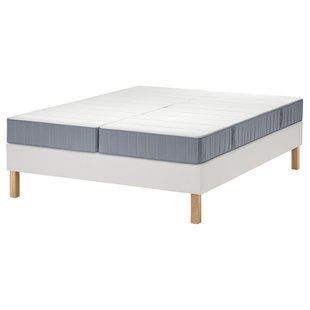 IKEA Ліжко Continental, Vester&ouml;y середньої жорсткості/блакитний білий LYNG&Ouml;R, 895.534.17 89553417 фото