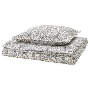 IKEA Підодіяльник і наволочка, сірий/білий RODGERSIA, 105.794.01 10579401 фото